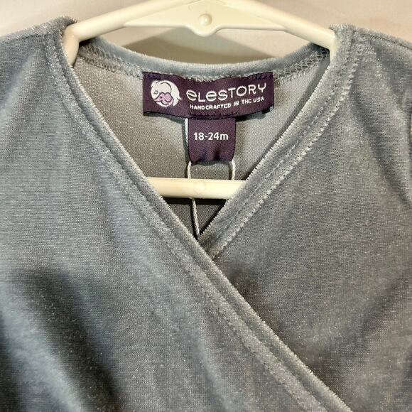 EleStory Toddler Girls Story Ballroom Dress Blue 18-24M NWT Velour Snowflake - Picture 4 of 7